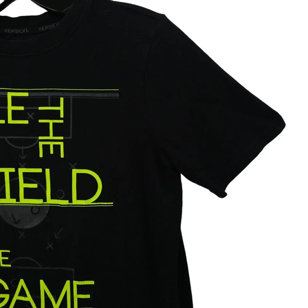 Xersion Black Neon Green Tee T Shirt Boys Size L Rule The Field Own The Game - Picture 11 of 15
